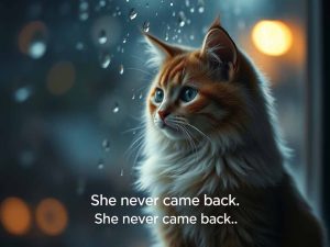 Dramatic AI-generated cat video scene with emotional tone
