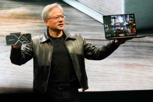 Nvidia CEO Jensen Huang speaking about AI's potential as the greatest equalizer