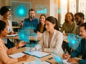 HR professionals using AI tools to streamline hiring and improve employee retention