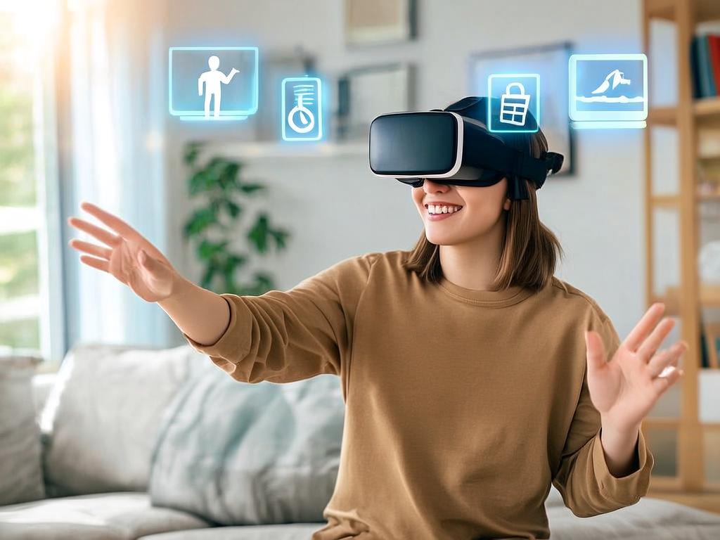 Person using VR headset at home for work and play