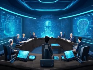 Senators discussing artificial intelligence regulation in congressional hearing