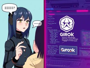 Grok AI avatar and military control panel