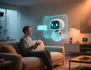 Human talking to AI chatbot as a digital friend