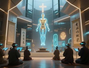 AI assisting in prayer or generating sermons in a religious setting